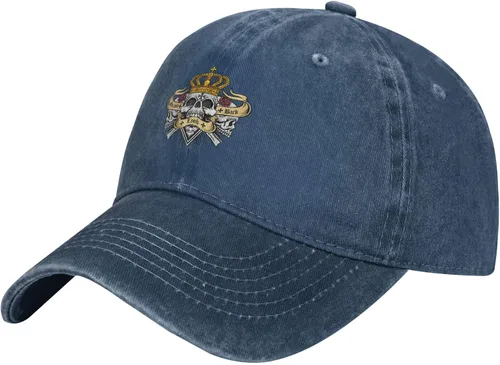 Cowboy Hat Trendy Hats for Man and Women Djustable Four Season Outdoor Baseball Cap of Hell Skull with Angel Navy Blue
