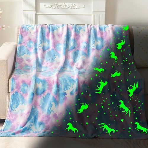 inhand Juguetes de unicornio azul que brillan en la oscuridad para manta, regalos de unicornio para niñas de 1, 2, 3, 4, 5, 6, 7, 8, 9, 10, 11, 12,