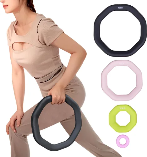 Leikefitness Anillo de Peso 2 en 1 Kettlebell y Mancuerna, hierro fundido + revestimiento de PVC, ejercicio de yoga, aeróbicos, entrenamiento del