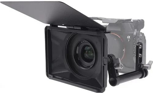 Mini caja mate, ligera, soporte de varilla de 0.591 in con bandera superior para cámaras DSLR sin espejo, compatible con lentes de 2.638 in/2.835