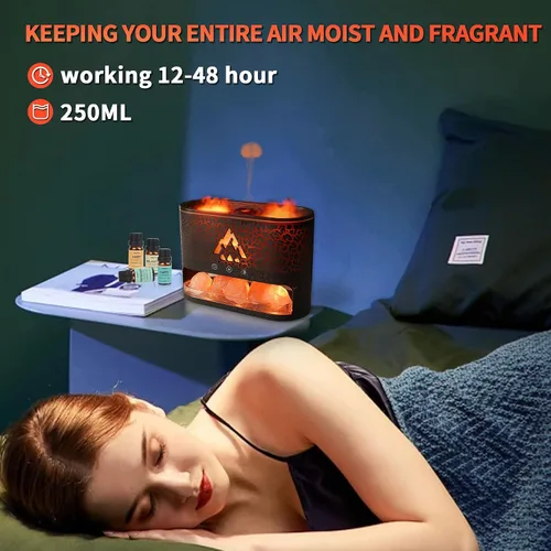 Miniatura 9 de BOHOFAM Difusor de Aceite Esencial con Lámpara de Sal del Himalaya, Difusor/Humidificador de Aroma de Doble Llama/Medusa 2 Modos, Luces Coloridas, 4