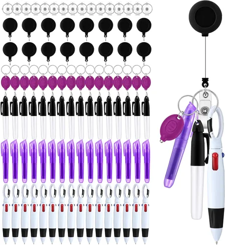 Handepo Juego de 80 bolígrafos de Navidad para enfermeras con bolígrafo retráctil, marcadores, resaltador de punta mini, llavero LED con mini
