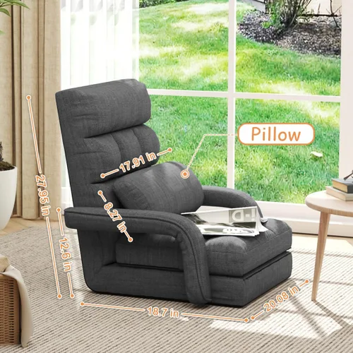 Miniatura 2 de WAYTRIM Sillón para interiores de 6 posiciones, silla de piso para juegos para adolescentes y adultos, sofá perezoso para mascotas con reposabrazos