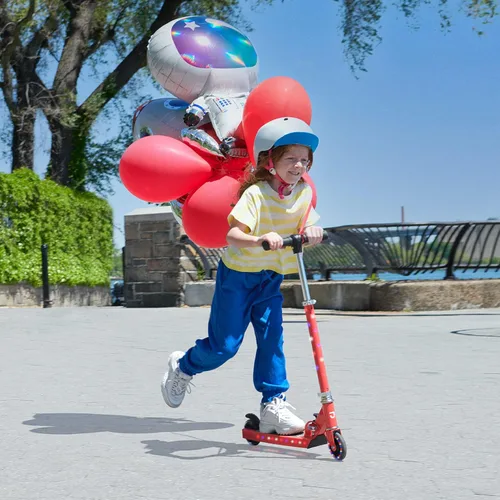 Miniatura 7 de Jetson Kids Jupiter patinete de 2 ruedas con luz LED para niños, luces LED en el manillar, la columna, las ruedas y la plataforma, manillar rojo