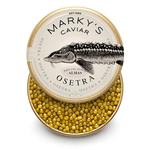 MARKY'S Almas Osetra Caviar de esturión – 1 oz / 28 g – Malossol Almas Ossetra Roe