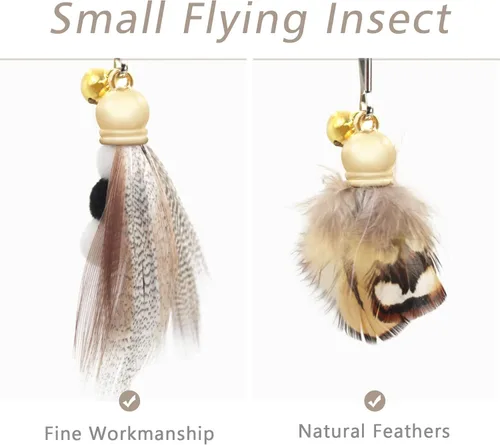 Miniatura 2 de SONGWAY Varita de juguete de repuesto para gatos, 8 piezas de juguetes de insectos para gatos, recambios de juguete de plumas de gato, accesorios