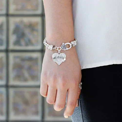 Miniatura 3 de Inspired Silver - Brazalete de plata con dije en forma de corazón pavé con pedrería de circonia cúbica