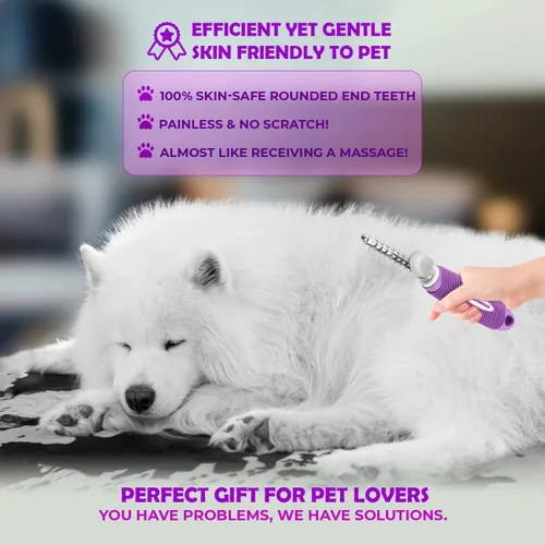 Miniatura 7 de GENPEPADO Peine Rastrillo Desmateador de Subpelo para Perros y Gatos con Cuchillas Largas de Seguridad de Acero Inoxidable de 2.5 Pulgadas
