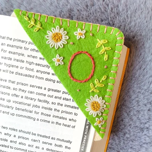 Miniatura 21 de Marcapáginas de esquina bordadas a mano personalizadas, Marcadores para mujeres, Marcador personalizado para los amantes de los libros, lindo Verde