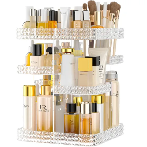 Miniatura 8 de Organizador de maquillaje giratorio de 360°, organizador de perfumes de gran capacidad, almacenamiento de cosméticos, tocador, encimera, se adapta a