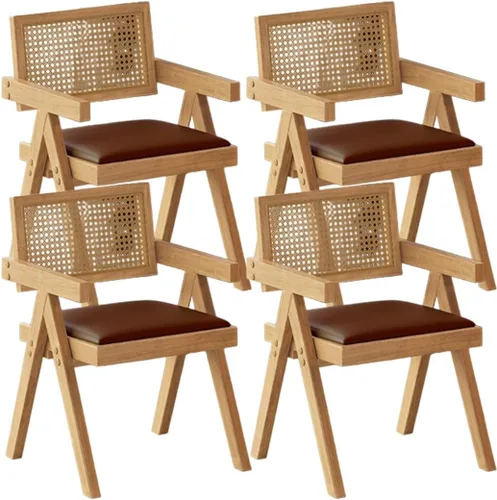Miniatura 16 de YVYKFZD Juego de sillas de comedor de ratán, sillas de comedor de madera, sillas de cocina con respaldo tejido, sillón tapizado, silla auxiliar