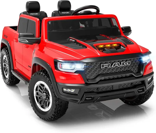 Miniatura 10 de Vehículos de paseo de 24 V para niños grandes, RAM 1500 RHO eléctrico con licencia para niños con control remoto, camión de paseo con Bluetooth