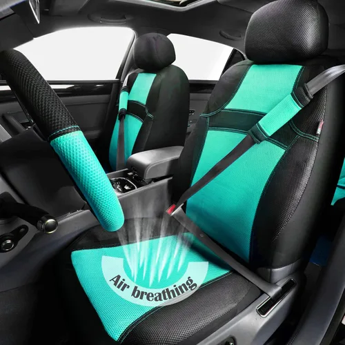 Miniatura 12 de CAR PASS - Fundas de asiento universales de 13 piezas de malla de aire 3D - 100% transpirables, juegos completos, cubierta de volante y cinturón