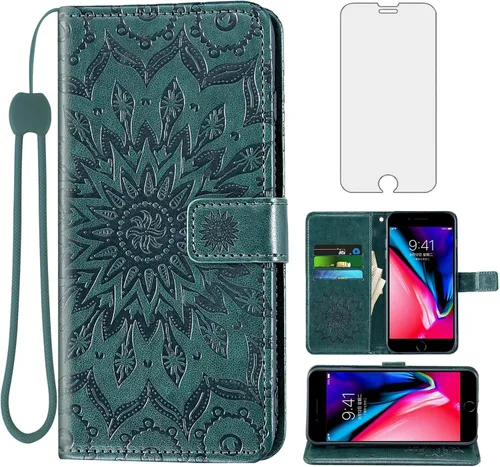 Miniatura 11 de Funda de teléfono para iPhone 7plus 8plus 7/8 Plus con protector de pantalla de vidrio templado, funda de cuero con tapa para tarjetero, accesorios