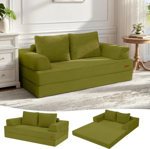 Miniatura 23 de COMAX Sofá cama futón, sofá cama convertible 4 en 1, sofás deshuesados para sala de estar, sofá biplaza plegable pequeño plegable que ahorra Gris