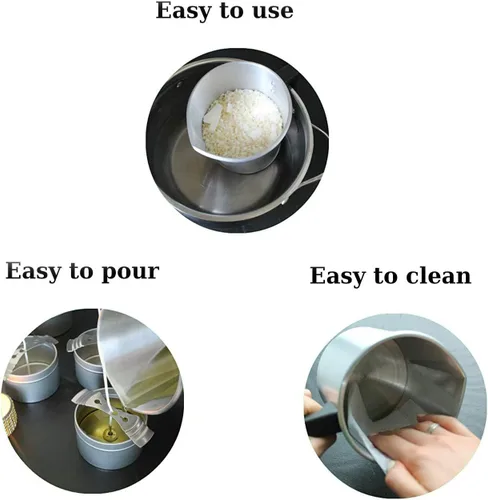 Miniatura 8 de Yarlung Olla para hacer velas de 4 libras, jarra de fabricación de velas de construcción de aluminio, jarra de cera sin goteo con mango resistente