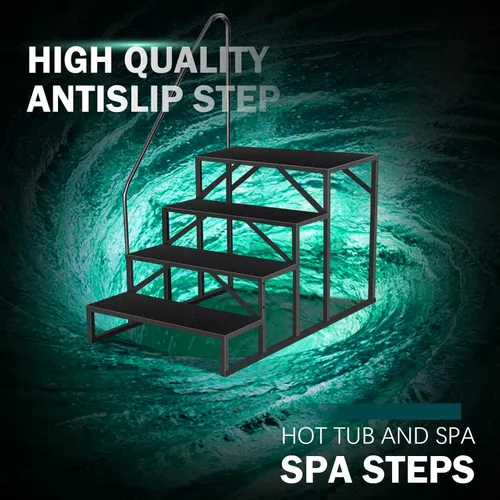 Miniatura 6 de Escalones de bañera de hidromasaje con pasamanos, accesorios inflables para bañera de hidromasaje para adultos, accesorios de bañera para spa