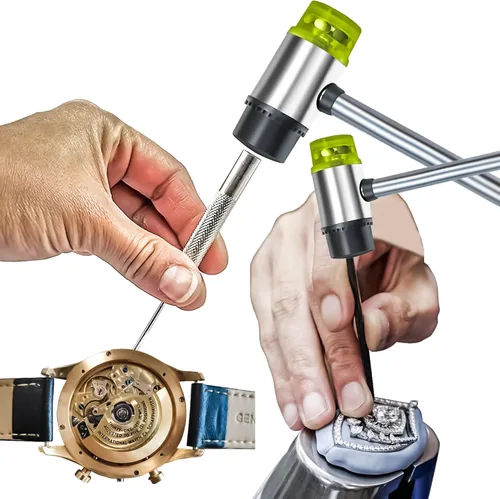 Miniatura 4 de Paquete de 2 martillos de plástico y goma de doble cabeza, martillo suave de doble cara (0.984 in y 1.378 in) con 4 cabezales de repuesto