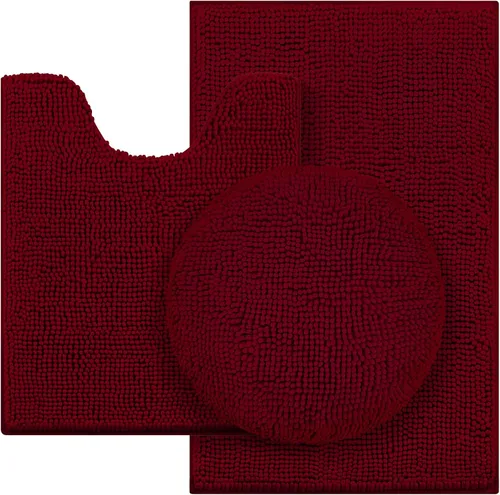 Miniatura 17 de HOMEIDEAS Juego de alfombras de baño negras de 3 piezas, alfombras y tapetes de felpilla de mantequilla, peludos, absorbentes, antideslizantes