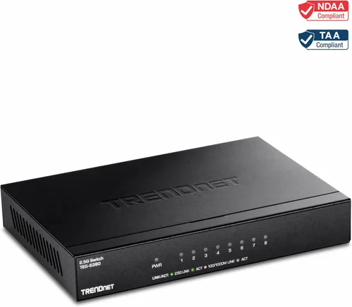 Miniatura 12 de TRENDnet Interruptor para juegos multiGigabit de 8 puertos y 2.5 Gb, TEG-S380, 8 puertos 2.5GBASE-T, capacidad de conmutación de 25 Gbps, divisor
