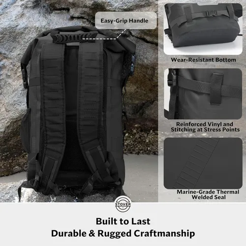Miniatura 6 de STOVER 5/10/25/30/40/55L Waterproof Dry Bag- Roll-Top Backpack w/Phone Case- Kayaking, Hiking, Camping, Boating- Men/Women 40L Negro