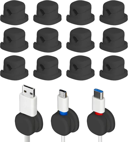 Miniatura 15 de Soporte de cable giratorio para mesita de noche, clips magnéticos giratorios de 360°, organizador de cable adhesivo fuerte para teléfono, hogar