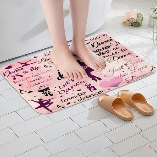 Miniatura 4 de Alfombras de baño de bailarina para niños, diseño de estrellas y corazones con notas musicales, decoración de habitación de niñas y mujeres