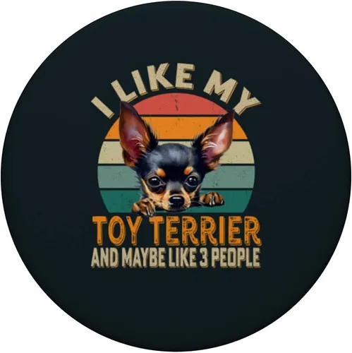 Miniatura 3 de I Like My Russian Toy Terrier Dog & Maybe 3 People Retro PopSockets PopGrip intercambiables