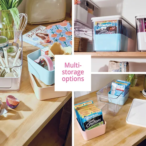 Miniatura 5 de Rosanna Pansino x iDesign - Contenedores de almacenamiento de plástico reciclado para cocina, incluye 1 contenedor grande con tapa y 2 cubos