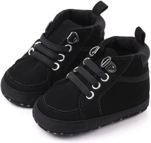 Miniatura 4 de Sekantrol Zapatos de cuna para recién nacidos, para niños y niñas, suela de goma suave, zapatos para bebés, zapatos deportivos de moda de caña alta