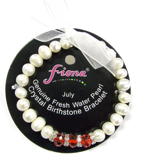 Miniatura 3 de Linpeng Elegante pulsera de piedra natal de perlas cultivadas de agua dulce para mujer, color rojo, 7 5 pulgadas de EE. UU