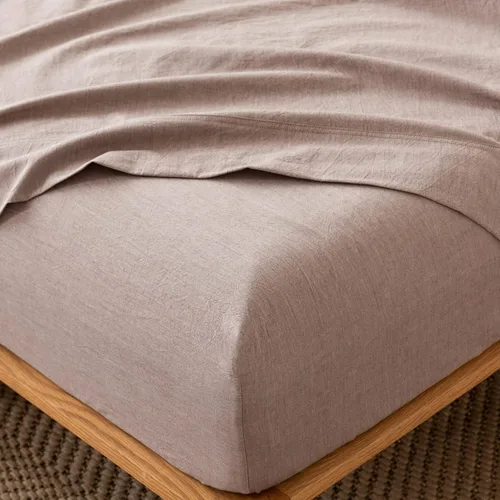 Miniatura 9 de MooMee Sábana bajera ajustable de solo 100% algodón lavado con textura parecida al lino, transpirable, duradera, suave, cómoda, bolsillo profundo