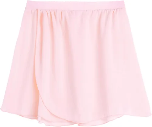 Domusgo Girls Ballet Dance Chiffon Skirt Pull On Ballerina Dancewear for 2-12 Years Old Kids Competition Party Pink Black