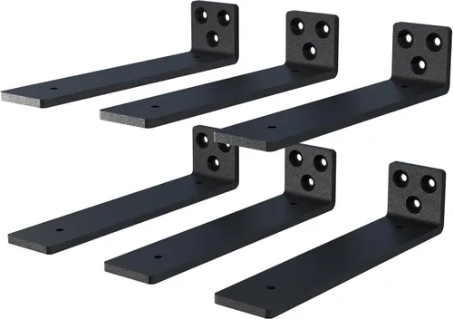 Miniatura 2 de Paquete de 6 soportes flotantes para estantes – 12 pulgadas, soporte de estante industrial rústico resistente para bricolaje (1/5 pulgada de grosor)