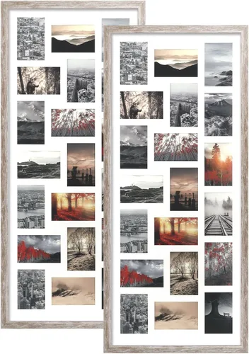 Miniatura 11 de QUTREY Juego de 2 marcos de fotos de collage negro de 4 x 6, 8 aberturas enmarañadas para fotos de 4 x 6 para mostrar 16 fotos múltiples para pared