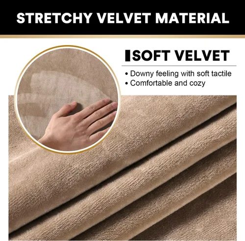 Miniatura 4 de PrinceDeco Funda elástica de terciopelo para sofá de 2 piezas, funda para silla, lavable, protector de muebles suave con parte inferior elástica