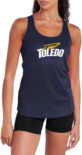 Miniatura 331 de Camiseta deportiva sin mangas oficial de NCAA Collegiate para mujer, con espalda cruzada, colección con logotipo primario