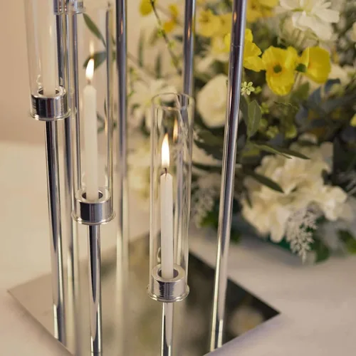 Miniatura 20 de Efavormart Paquete de 2 Portavelas Candelabro Transparente de 18", Pantalla de Vidrio para Vela, Pantalla de Vela Huracán de Extremo Abierto