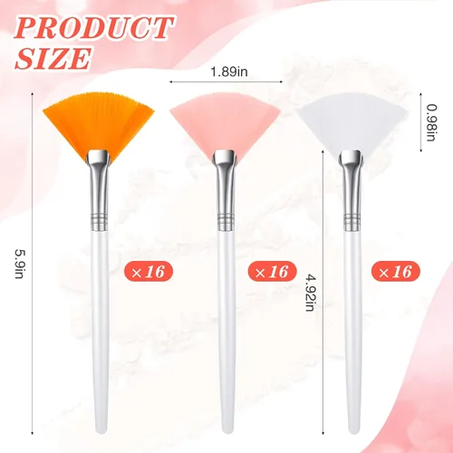 Miniatura 2 de 48 cepillos de abanico para aplicadores faciales, multiusos, para maquillaje, máscara facial, aplicador de cepillo suave para mujeres y niñas
