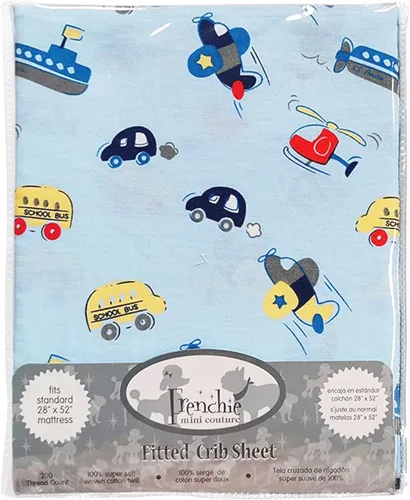 Miniatura 13 de Frenchie Mini Couture Sábanas bajeras para cuna, 100% algodón, se adaptan a colchones de niños pequeños, estrellas azules, 28 x 52 pulgadas, paquete