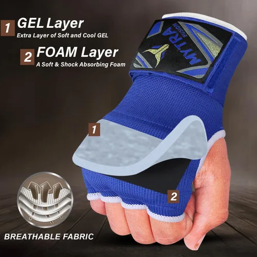 Miniatura 2 de Mytra Fusion Guantes interiores híbridos de boxeo para niños, boxeo, artes marciales mixtas, Muay Thai, gimnasio, entrenamiento, gel, guantes