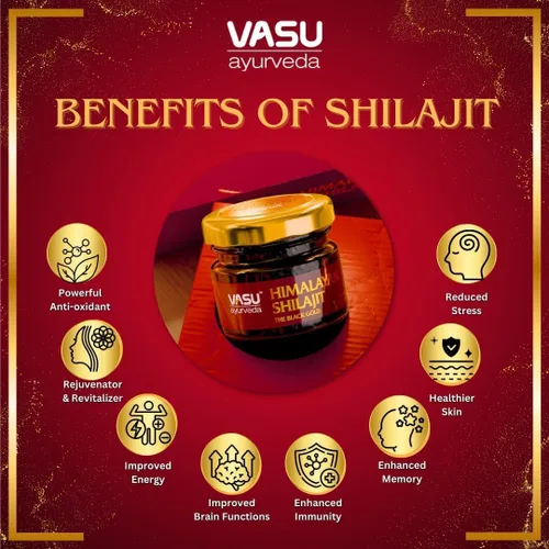 Miniatura 4 de Vasu Ayurveda Himalayan Shilajit Resina 400 mg – Potenciador de energía natural probado en laboratorio con ácido fúlvico y más de 85 minerales traza