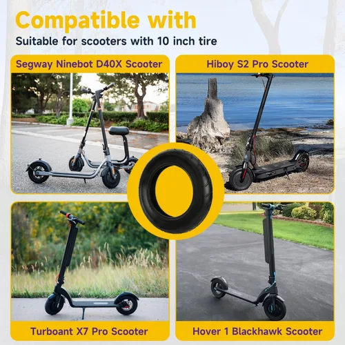 Miniatura 3 de HIAORS Juego de neumático y cámara de aire 10x2.125 de repuesto para patinete eléctrico Segway D40X F20 F30 F40, neumático de 25 cm para Gotrax G4