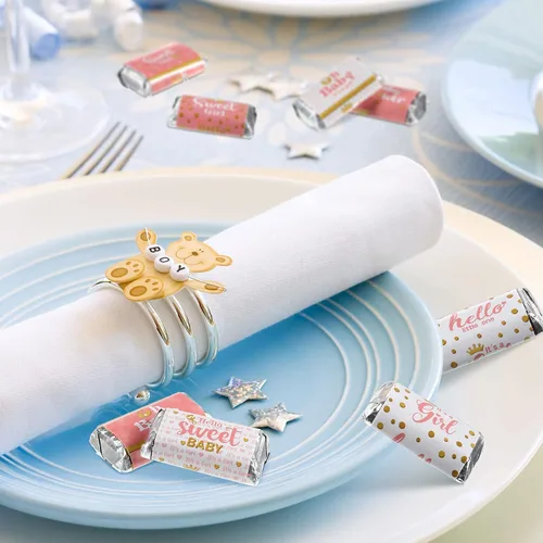 Miniatura 5 de Clabby 90 unidades de envoltorios de dulces para baby shower, mini barra de caramelo, envoltorios en miniatura, calcomanías de barra de chocolate