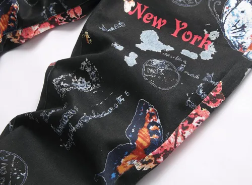 Miniatura 133 de Baylvn - Pantalones de mezclilla entallados y estampados para hombre con corte recto