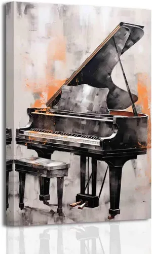 BJYCHG Lienzo de piano para pared, estudio de música, decoración de habitación, instrumentos musicales, impresiones de imágenes retro abstractas,
