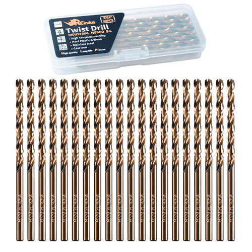 Miniatura 18 de (20PCS) Broca de cobalto de 1/8", brocas de metal HSS M35 para acero, acero inoxidable, hierro fundido, plástico duro y madera
