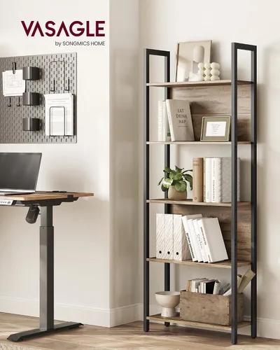 Miniatura 2 de VASAGLE ULLS025B50 - Estantería industrial de 5 niveles y marco de acero, para sala de estar, oficina en casa, dormitorio, 9.4 x 24.4 x 65 pulgadas