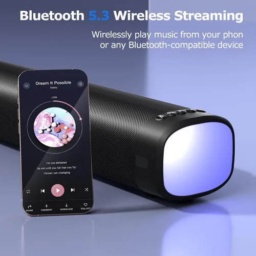 Miniatura 4 de Barra de sonido para Smart TV, barra de sonido de 100 W con 3 luces RGB dinámicas, Bluetooth 5.3, conexión ARC/Opt/AUX, volumen dinámico 3 modos