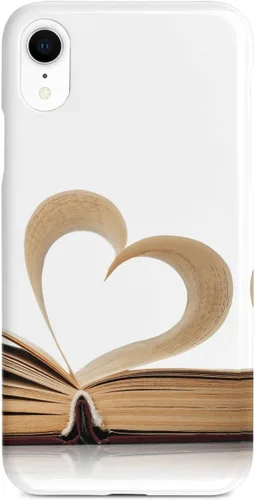 Inspired Cases - Compatible con iPhone XR - Funda protectora con textura 3D para Apple iPhone XR - Página de corazón - Amante de los libros